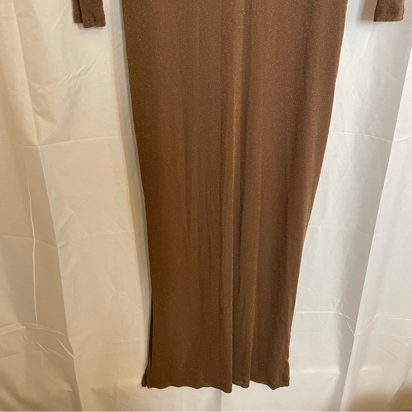 CANDALITE Women’s Brown Sparkle Cut Out Floor Length Body Con Dress Size Med - Picture 10 of 12